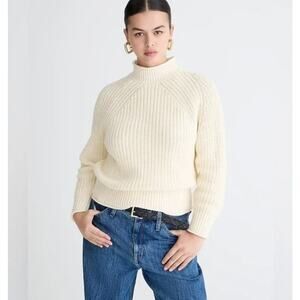 J. Crew Ivory Chunky Knit Relaxed Rollneck Turtleneck XXS Slouchy Oversized